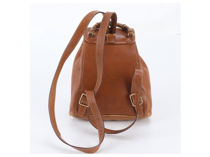 Zaino e borsa a tracolla Gucci Old Bamboo in pelle Cammello - vista 3