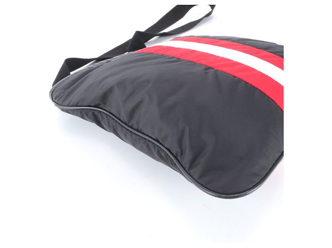Borsa a tracolla Bally Trainspotting in pelle e nylon Nero Bianco Rosso - vista 6