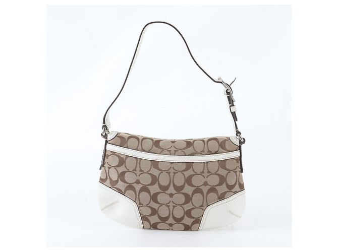 Borsa a tracolla Coach Signature Leather Marrone Bianco - vista 3