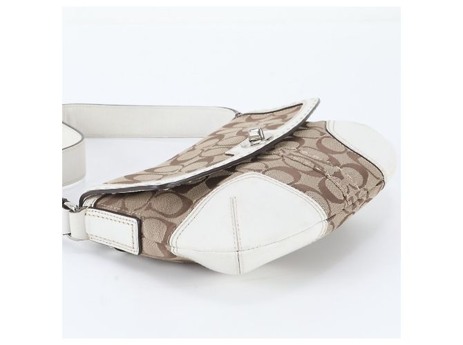 Borsa a tracolla Coach Signature Leather Marrone Bianco - vista 5
