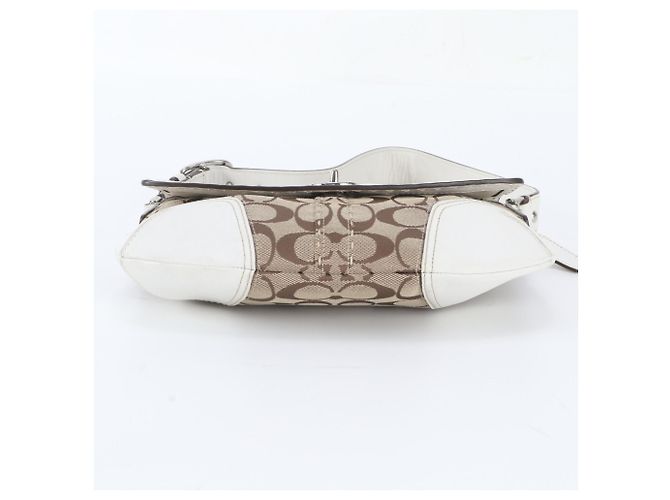Borsa a tracolla Coach Signature Leather Marrone Bianco - vista 6