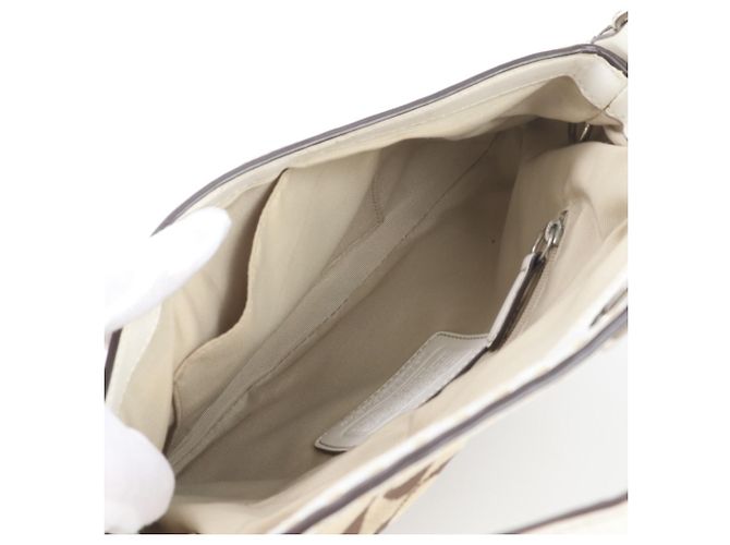 Borsa a tracolla Coach Signature Leather Marrone Bianco - vista 7