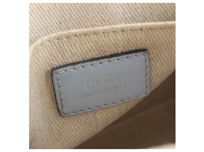 Borsa a tracolla 2-way Chloé Woody Small in tela e pelle Blu Beige - vista 8