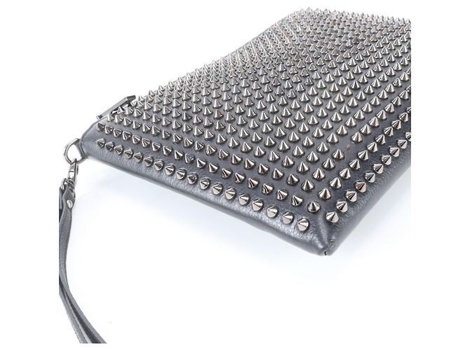 Clutch in pelle con borchie Spike Christian Louboutin Nero - vista 6