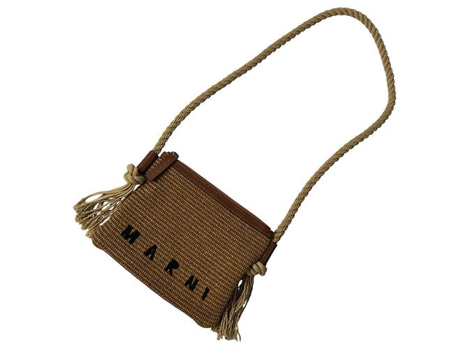 Bolso Cesta de Rafia Marrón Marni Castaño - vista 11