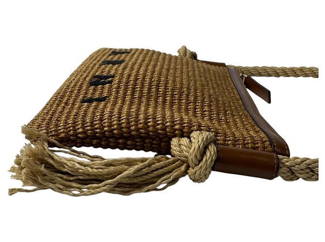 Bolso Cesta de Rafia Marrón Marni Castaño - vista 3