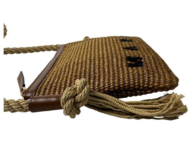 Bolso Cesta de Rafia Marrón Marni Castaño - vista 4