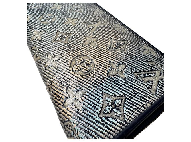 Louis Vuitton Zippy Wallet Monogram Jacquard Silber Marineblau - Ansicht 10