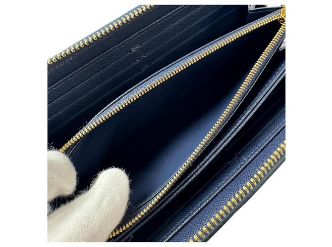 Louis Vuitton Zippy Wallet Monogram Jacquard Silber Marineblau - Ansicht 6