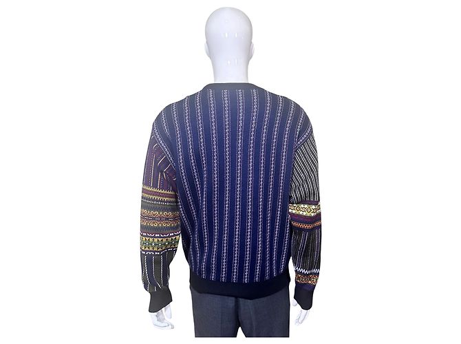 Kenzo Geometric Pattern Wool Blend Crewneck Sweater Brown White Red Blue Green Grey - view 5