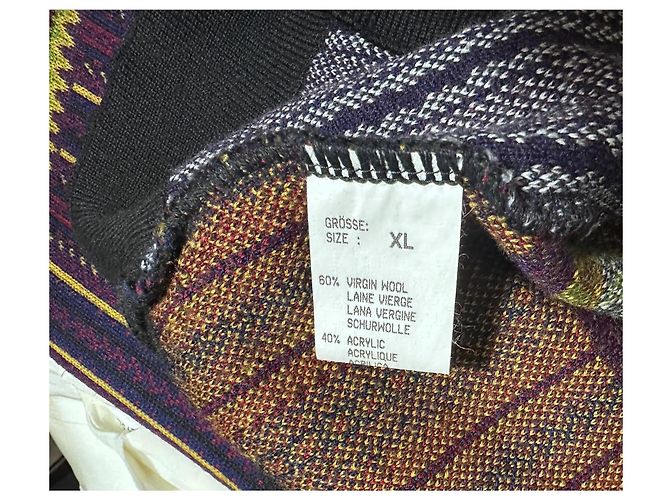 Kenzo Geometric Pattern Wool Blend Crewneck Sweater Brown White Red Blue Green Grey - view 7