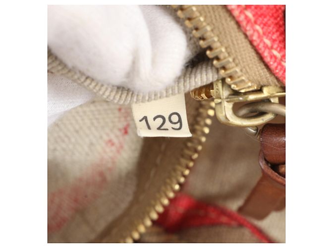 Borsa Tote Miu Miu in pelle e tela Marrone Rosso - vista 10