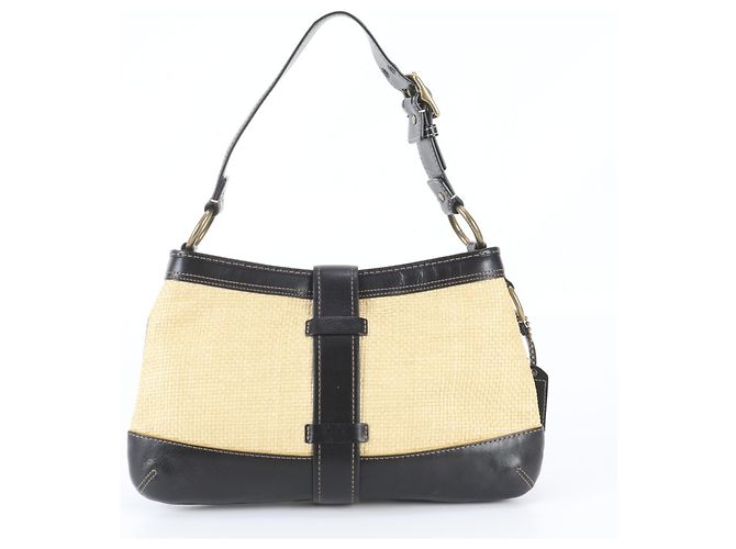 Coach Legacy 105 Schultertasche aus Leder Schwarz Beige - Ansicht 3