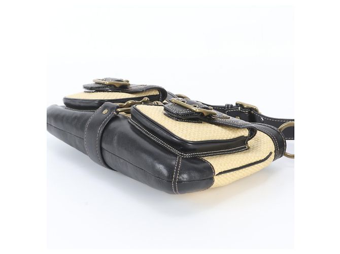 Coach Legacy 105 Schultertasche aus Leder Schwarz Beige - Ansicht 4
