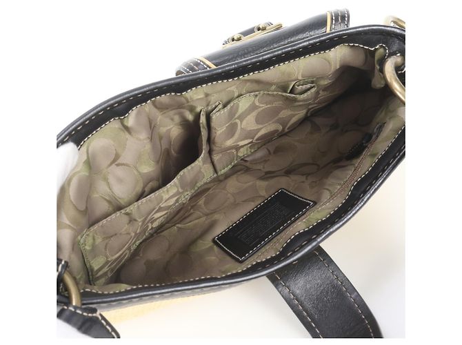 Coach Legacy 105 Schultertasche aus Leder Schwarz Beige - Ansicht 7