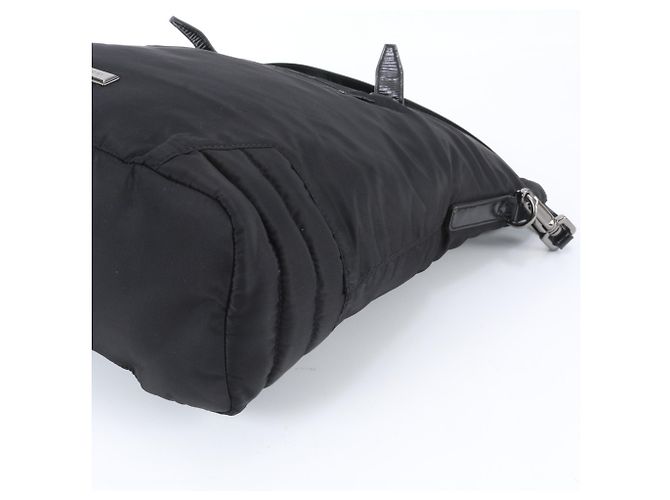Borsa Tote 2-Way Burberry in pelle e nylon Nero - vista 4
