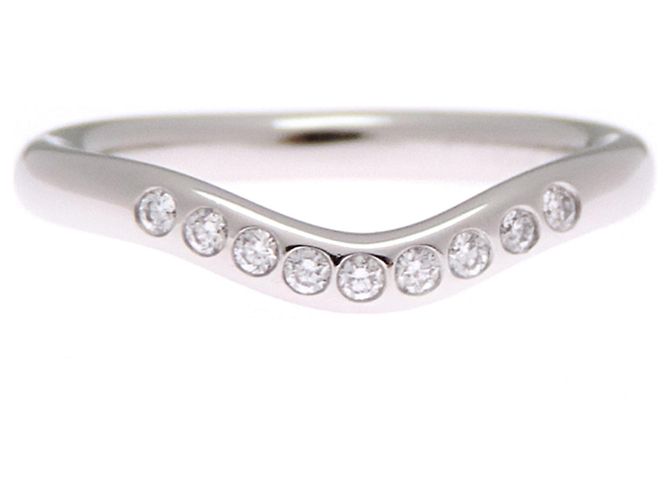 Autre Marque Anello da donna Tiffany & Co. Pt950 curvo con 9 diamanti - vista 4