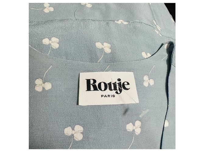 Rouje Paris Viscose Peplum Bluse Blau Floral - Ansicht 6
