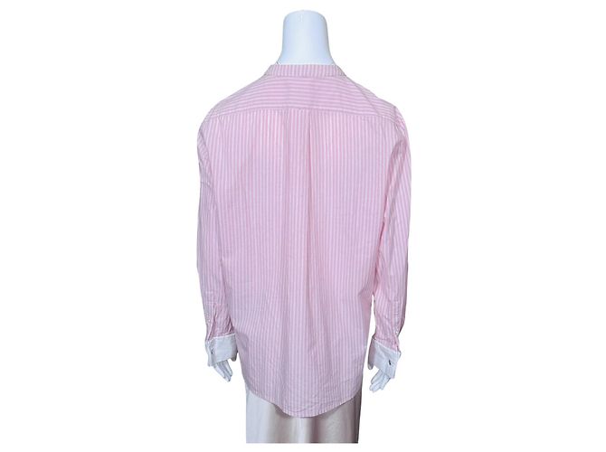 Autre Marque ME+EM Camisa de algodón a rayas rosas y blancas con pechera plisada Blanco - vista 4