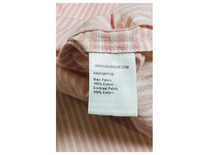 Autre Marque ME+EM Camisa de algodón a rayas rosas y blancas con pechera plisada Blanco - vista 7