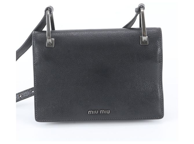 Borsa a tracolla in pelle Miu Miu Nero - vista 3