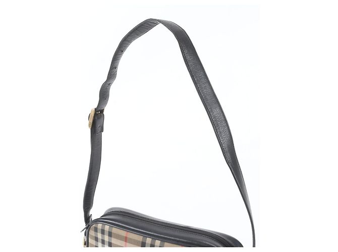 Borsa a tracolla in pelle Burberry Nova Check Shadow Horse Marrone Beige - vista 2