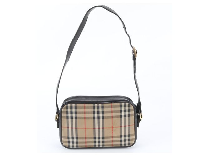 Borsa a tracolla in pelle Burberry Nova Check Shadow Horse Marrone Beige - vista 3