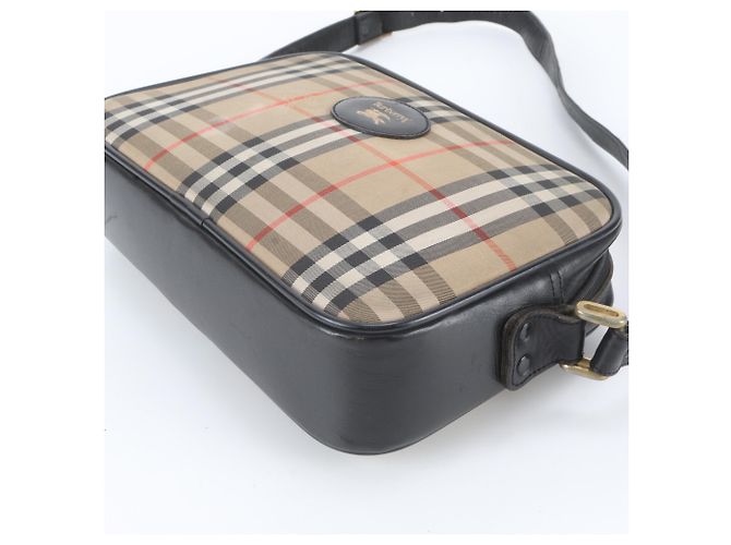 Borsa a tracolla in pelle Burberry Nova Check Shadow Horse Marrone Beige - vista 4