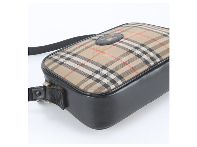 Borsa a tracolla in pelle Burberry Nova Check Shadow Horse Marrone Beige - vista 5