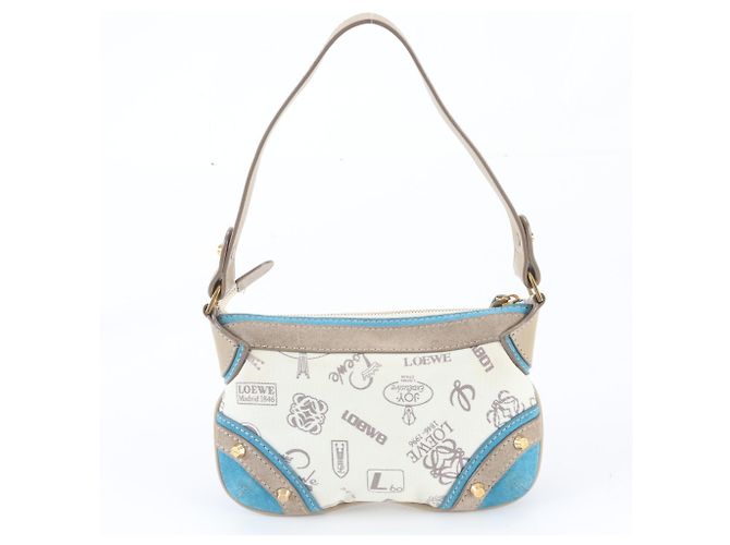Borsa a tracolla in pelle Loewe Anagram 160th Anniversary Blu Beige - vista 3
