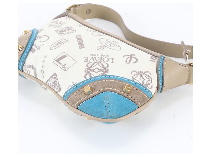 Borsa a tracolla in pelle Loewe Anagram 160th Anniversary Blu Beige - vista 4
