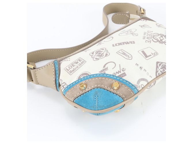 Borsa a tracolla in pelle Loewe Anagram 160th Anniversary Blu Beige - vista 5