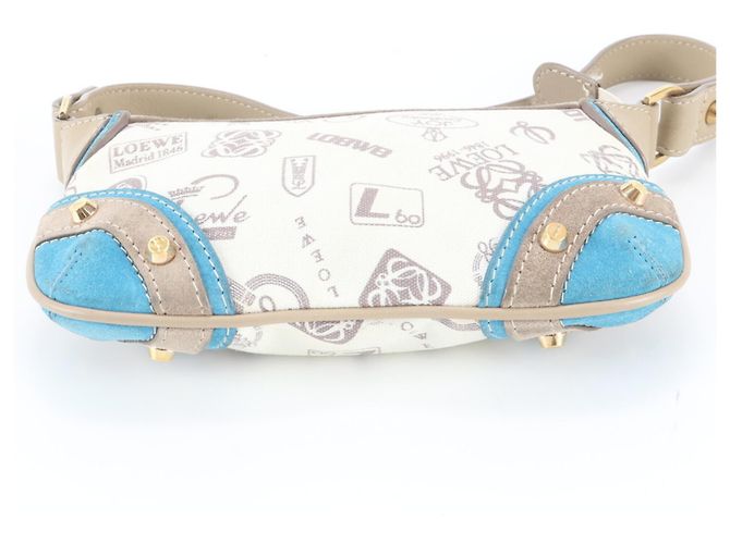Borsa a tracolla in pelle Loewe Anagram 160th Anniversary Blu Beige - vista 6
