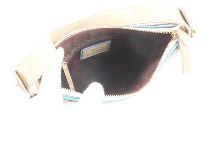 Borsa a tracolla in pelle Loewe Anagram 160th Anniversary Blu Beige - vista 7