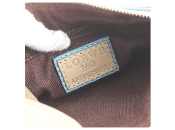 Borsa a tracolla in pelle Loewe Anagram 160th Anniversary Blu Beige - vista 8