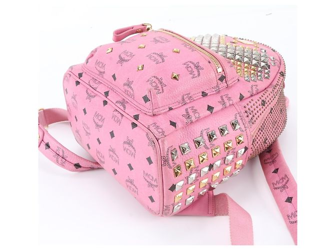 MCM Visetos Studded Rucksack/Schultertasche Pink - Ansicht 4