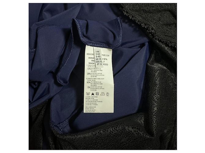 High Tech Kleid in Marineblau mit Spitzenbesatz Schwarz - Ansicht 10