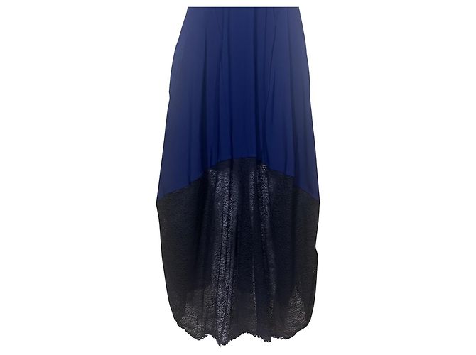 High Tech Kleid in Marineblau mit Spitzenbesatz Schwarz - Ansicht 3