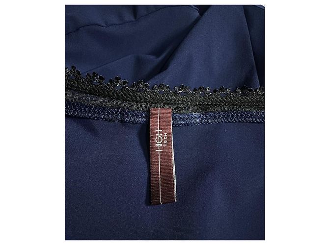 High Tech Kleid in Marineblau mit Spitzenbesatz Schwarz - Ansicht 8