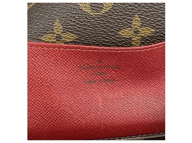 Louis Vuitton Monogram Portefeuille Emilie Long Wallet Marrone Rosso - vista 4