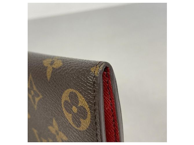 Louis Vuitton Monogram Portefeuille Emilie Long Wallet Marrone Rosso - vista 6