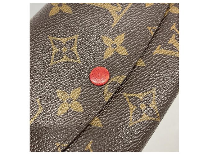 Louis Vuitton Monogram Portefeuille Emilie Long Wallet Marrone Rosso - vista 7