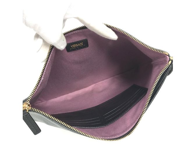 Borsa a pochette in pelle Versace Medusa Logo Nero - vista 11
