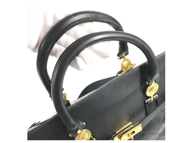 Versace Vintage Medusa Logo Handtasche Schwarz - Ansicht 8