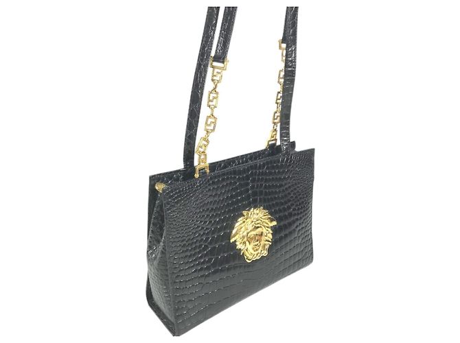 Borsa Tote Versace Big Medusa Logo Greca Nero - vista 5