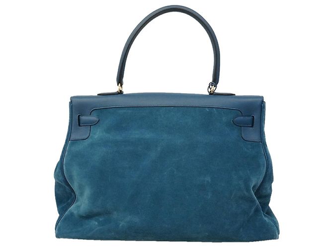 Hermès Borsa Hermes Kelly Relax 50 Grizzly Blu - vista 11