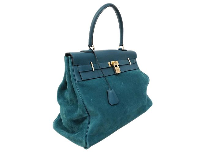 Hermès Borsa Hermes Kelly Relax 50 Grizzly Blu - vista 2