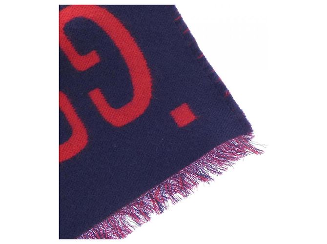Sciarpa Stole Gucci in blu navy e rosso - vista 2