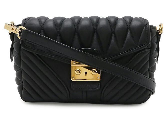 Borsa a spalla raccolta Miu Miu Nappa Biker Nero - vista 2