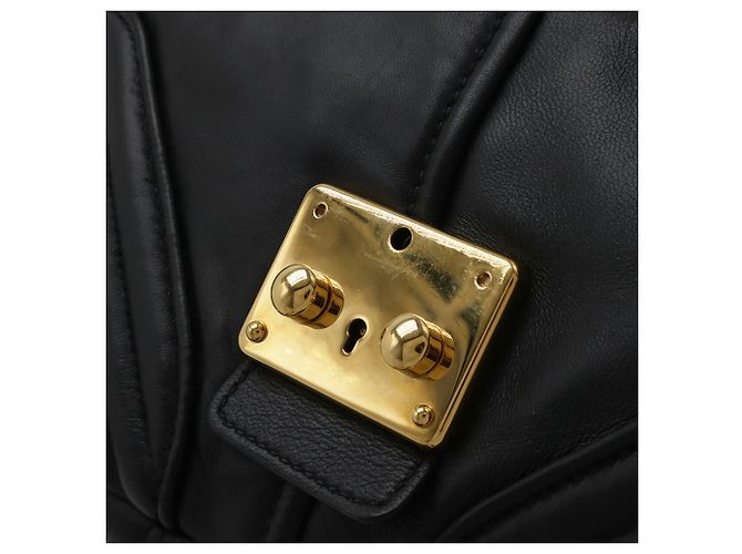 Borsa a spalla raccolta Miu Miu Nappa Biker Nero - vista 6